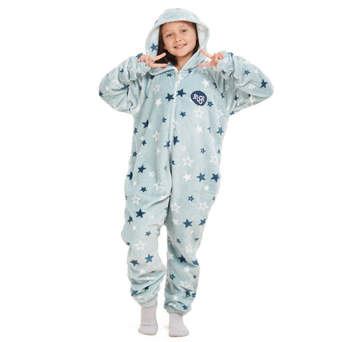 Snuggs Kids Blanket Onesie Pastel Blue Stars
